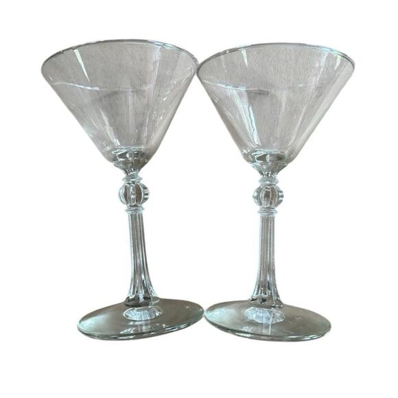 VTG Martini Glasses (2) 6" Dinner Party Bar Set Socializing Mancave Cocktails - Picture 2 of 10